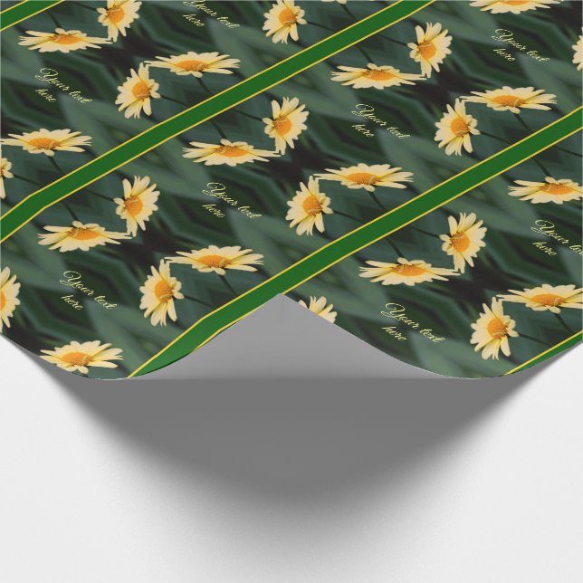 Yellow Daisy Flowers Personalized Wrapping Paper (Corner)