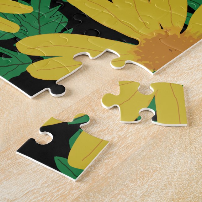 Yellow daisy flowers with green leaves  jigsaw puz puzzle (Side)