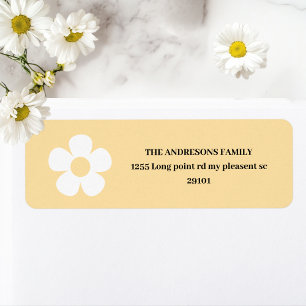 Yellow Daisy Happy Birthday Floral Party Label