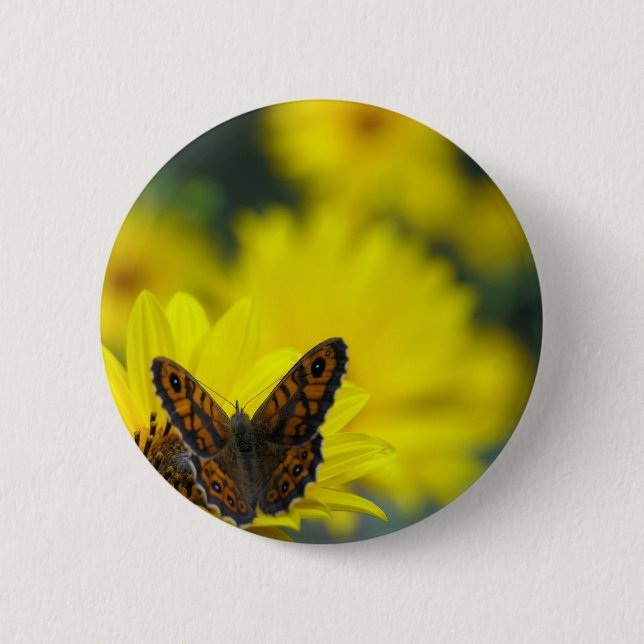 Yellow Daisy Helenium Badge Button (Front)