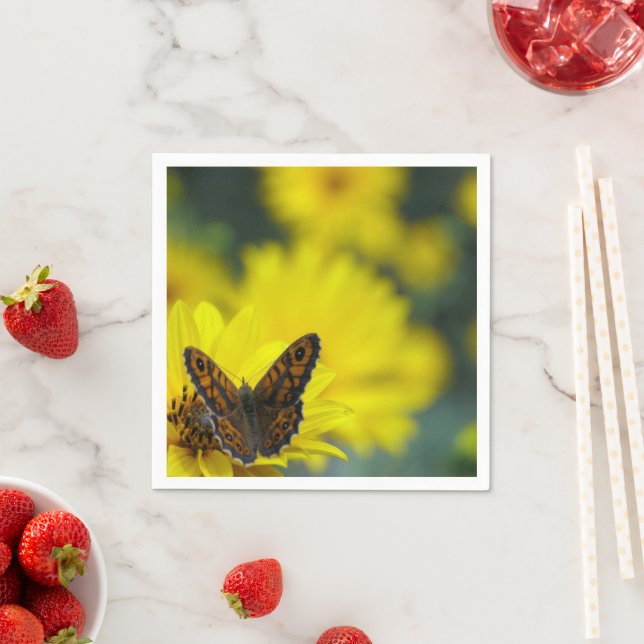 Yellow Daisy Helenium Paper Napkins (Insitu)
