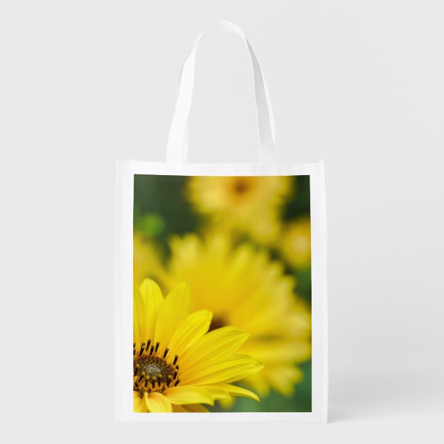 Yellow Daisy Helenium  Reusable Grocery Bags (Front)