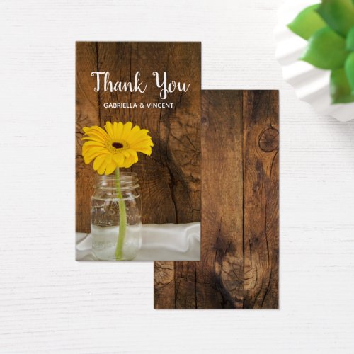 Yellow Daisy in Mason Jar Barn Wedding Favor Tag