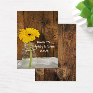 Yellow Daisy in Mason Jar Barn Wedding Favor Tags