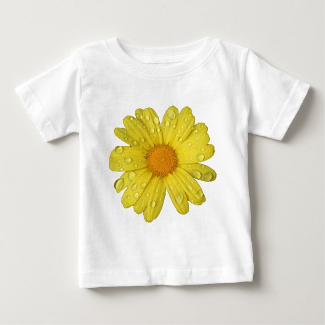 Yellow Daisy in the Rain Baby T-Shirt (Front)