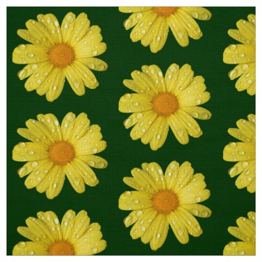 Yellow Daisy in the Rain Fabric