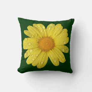 Yellow Daisy in the Rain Throw Pillow