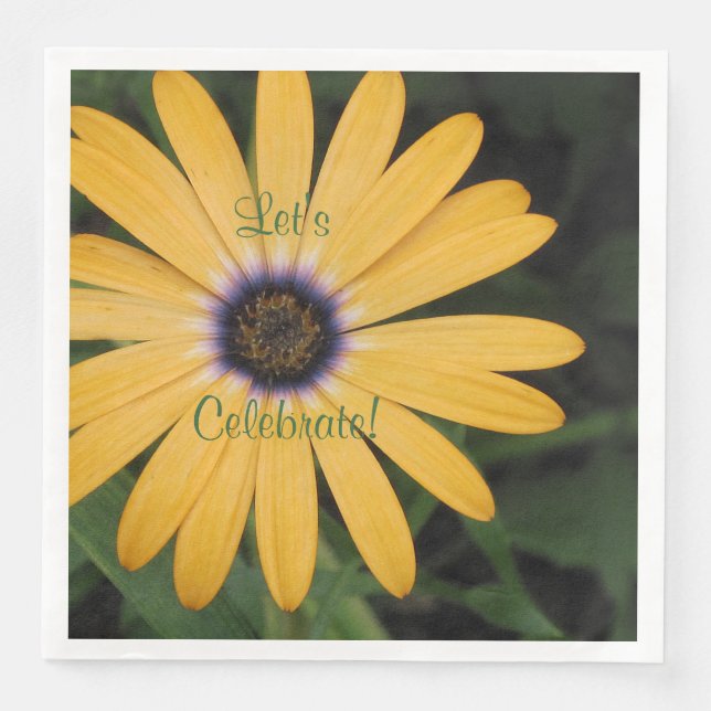 Yellow Daisy Let's Celebrate Paper Dinner Napkins (Front)