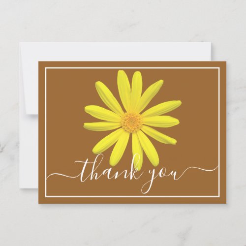 Yellow Daisy Light Brown Background Thank You Postcard