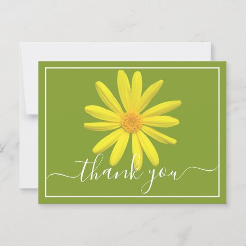 Yellow Daisy Lime Green Background Thank You Postcard