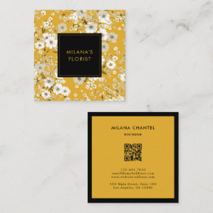 Yellow Daisy Modern Trendy Flower Florist Square Business Card