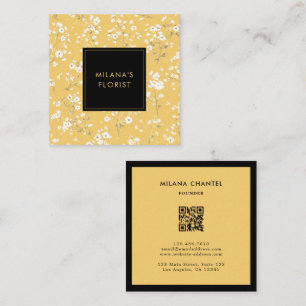 Yellow Daisy Modern Trendy Flower Florist Square Business Card