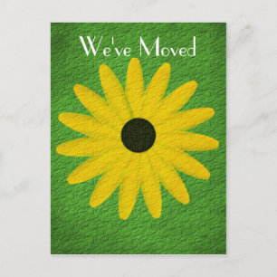Yellow Daisy New Address Floral Art Postcard