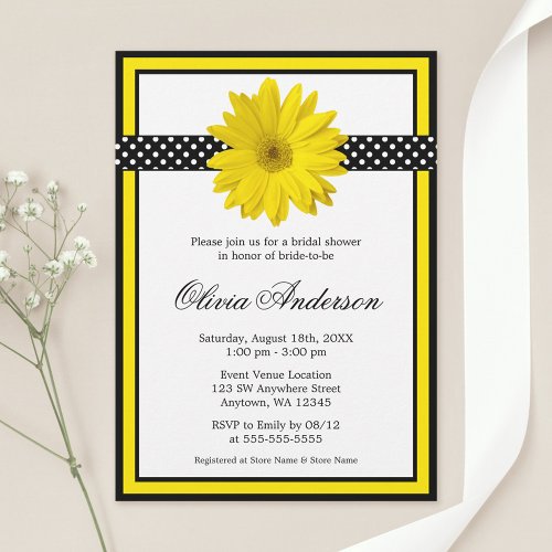 Yellow Daisy Polka Dots Bridal Shower Invitations