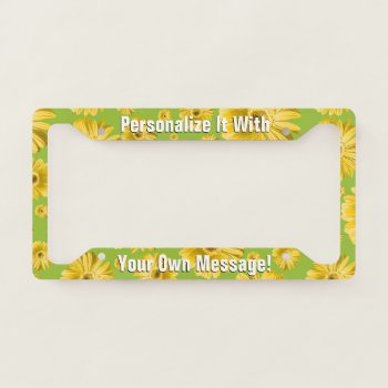 Yellow Daisy Pop Personalized License Plate Frame by trendyteeshirts at Zazzle