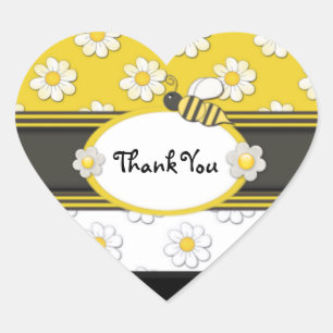 Yellow Daisy Thank You Heart Sticker