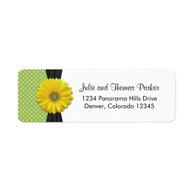 Yellow Daisy Wedding Return Address Label (Front)