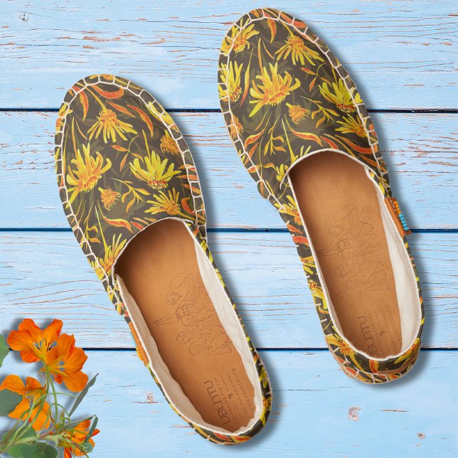 Yellow Daisy Wild Flower Country Floral Pattern Espadrilles (Creator Uploaded)