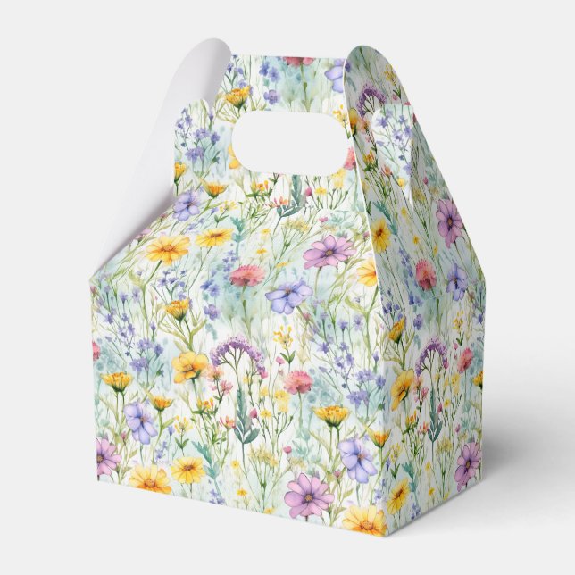 Yellow Daisy Wildflower Floral Pattern Favor Boxes (Front Side)