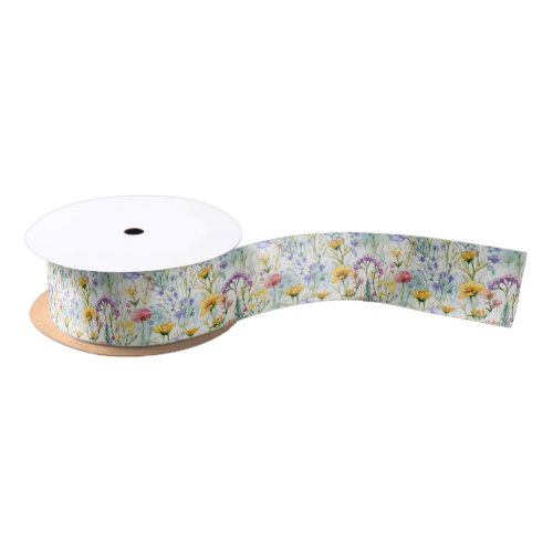 Yellow Daisy Wildflower Floral Pattern Satin Ribbon