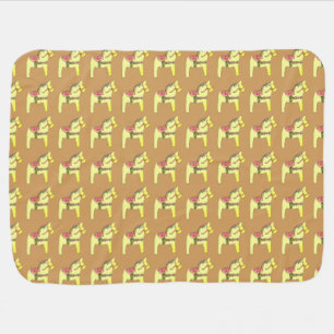 Yellow Dala Horse Baby Blanket