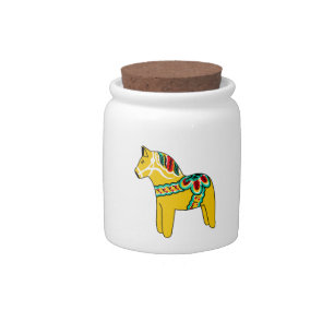 Yellow Dala Horse Candy Jar