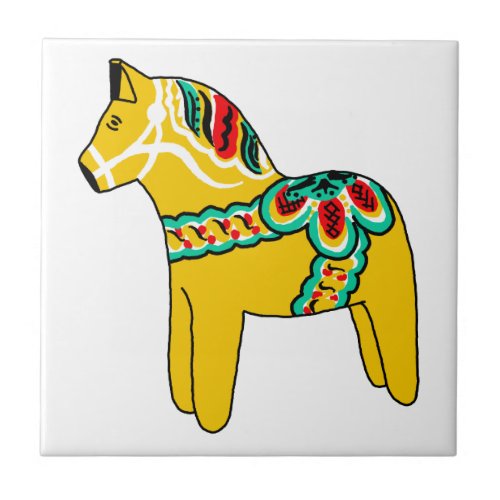 Yellow Dala Horse Ceramic Tile