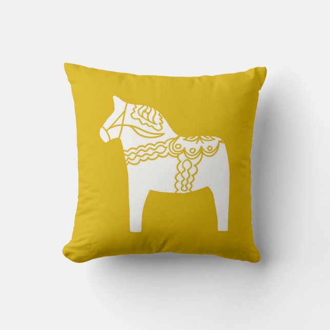 Yellow Dala Horse Throw Pillow (Front)