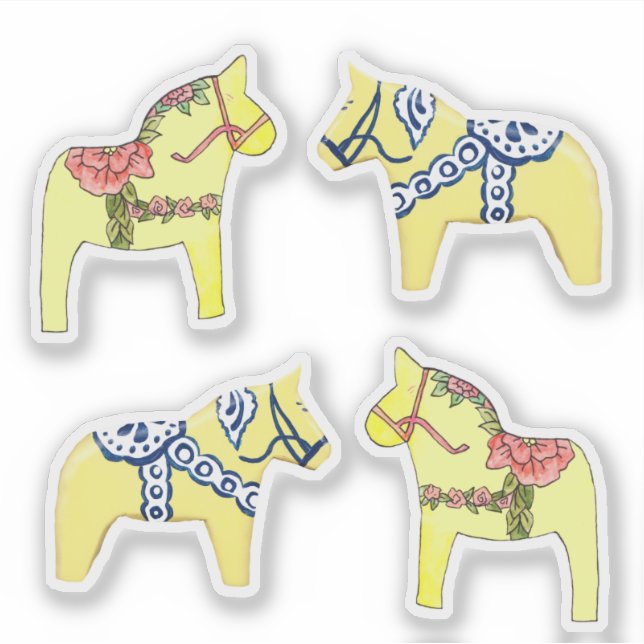 Yellow Dala Horses Sticker (Front)