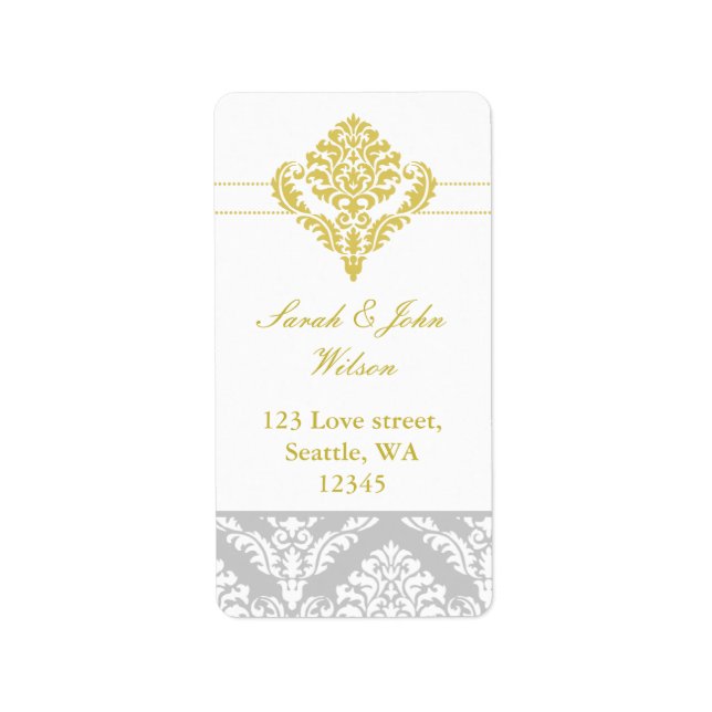 yellow damask address labels (Front)