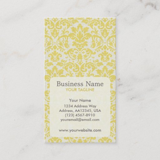 Customizable Yellow Damask Appointment Business Card