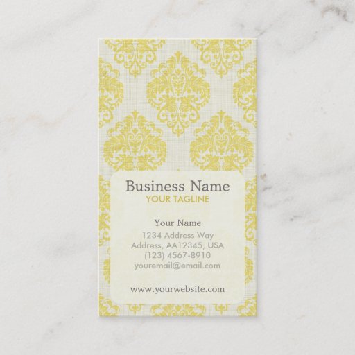 Customizable Yellow Damask Appointment Business Card