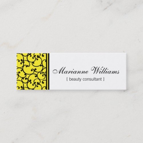 Yellow Damask Beauty Micro Mini Business Cards