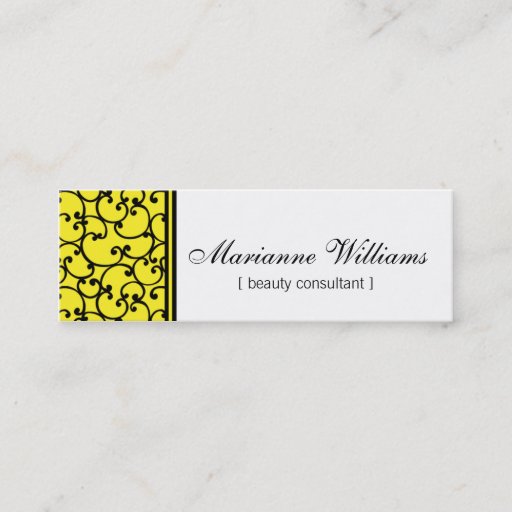 Customizable Yellow Damask Beauty Micro Mini Business Cards