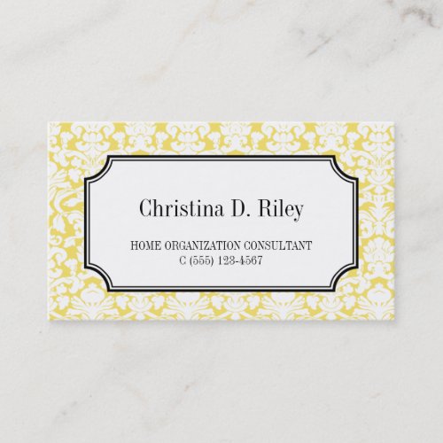 Yellow damask border frame consultant professional business card templates