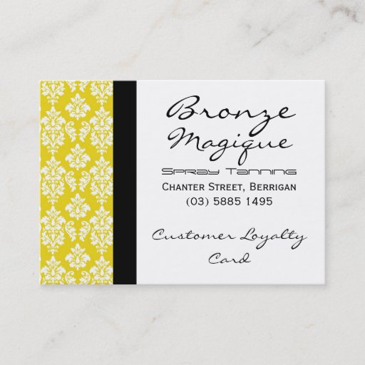 Customizable Yellow Damask Business Customer Loyalty Cards Business Card