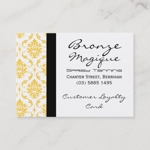 Yellow Damask Business Customer Loyalty Cards Business Card