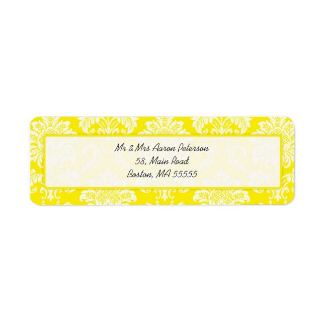 Yellow Damask Customizable Address Labels (Front)
