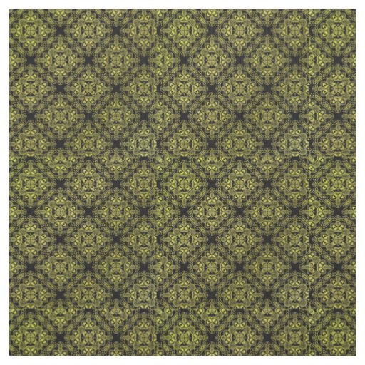 Yellow Damask Medallion Pattern Fabric