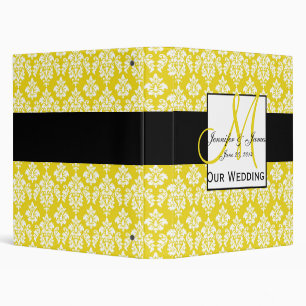Yellow Damask Monogram Wedding Planning Binder