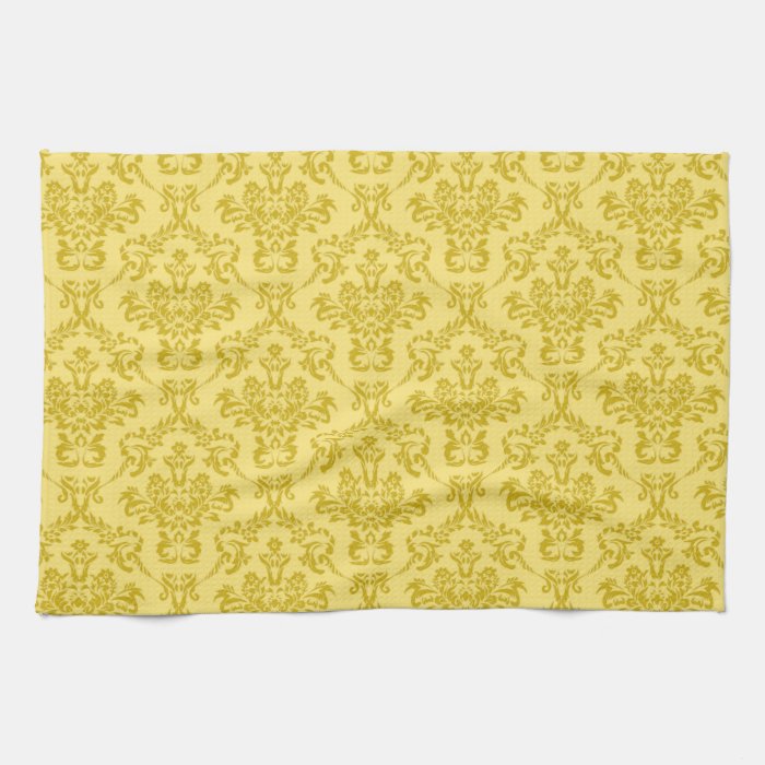 Yellow Damask Pattern Hand Towel Zazzle