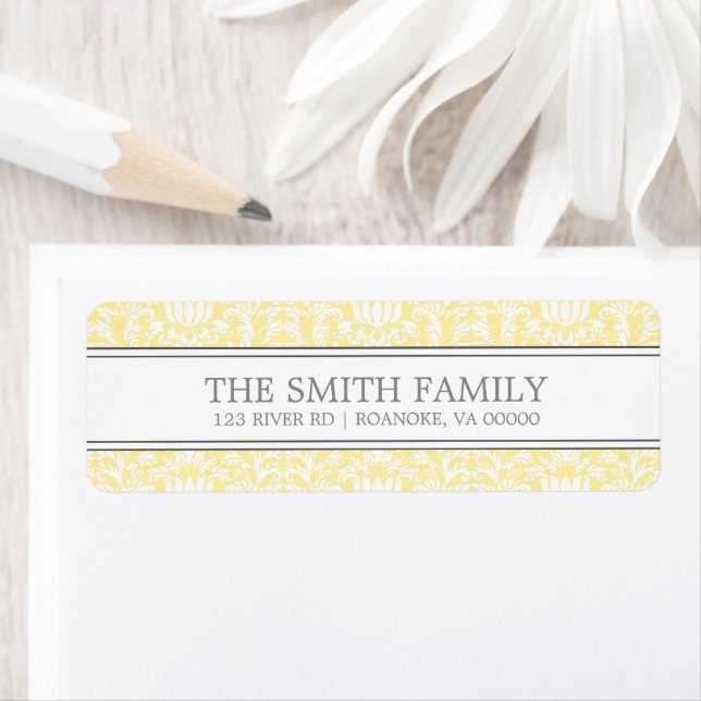 Yellow Damask Pattern Label (Insitu)