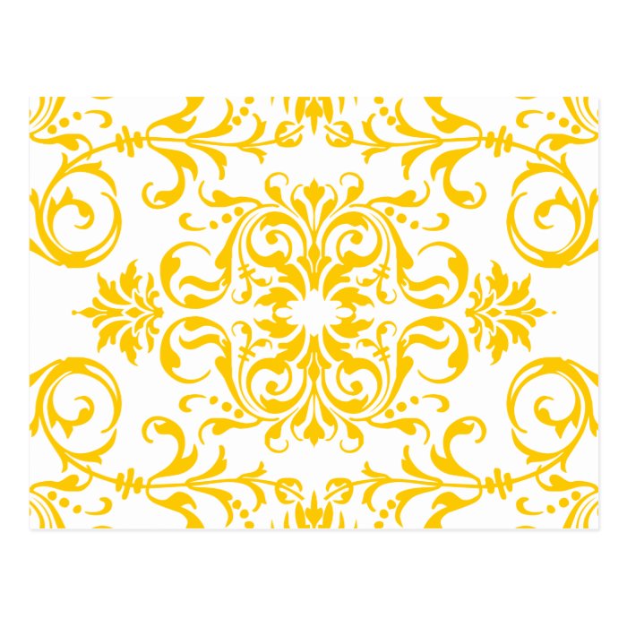 Yellow Damask Pattern Post Cards