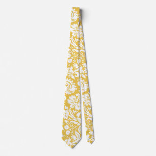 Yellow damask pattern tie
