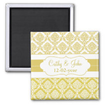 yellow damask Save the date magnet