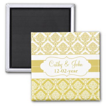 yellow damask Save the date magnet