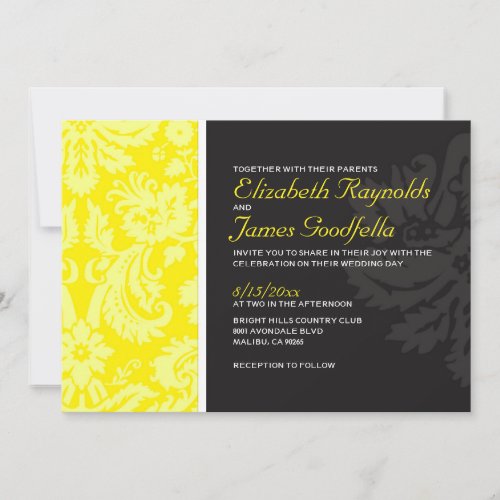 Yellow Damask Wedding Invitations