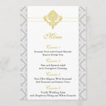 yellow damask wedding menu