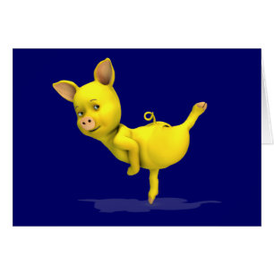 Yellow Dancing Pig Cards