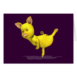 Yellow Dancing Pigs Cards
